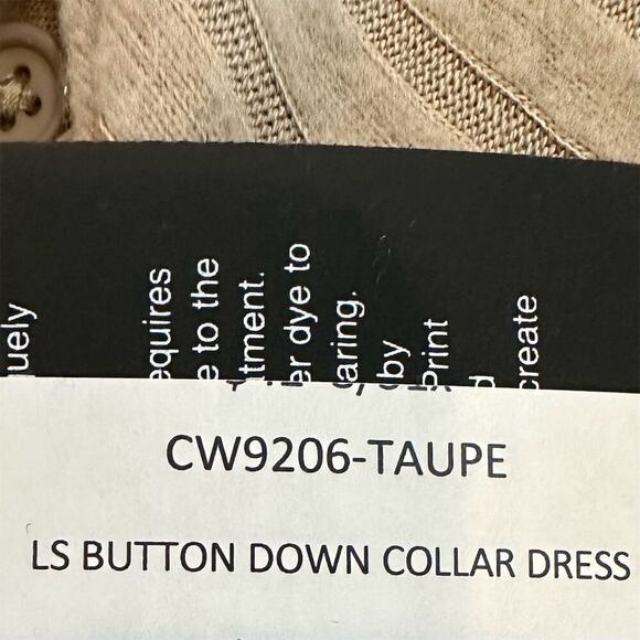 Chaser Women's  collared dress Long Sleeve Button Down tan Size S - Picture 6 of 9